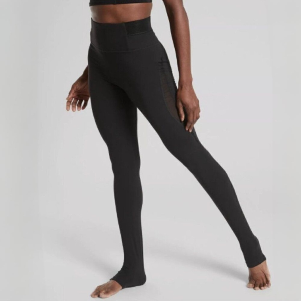 {Athleta} "Aura Heel Tight Powervita" Black Ultra High Rise Yoga Leggings